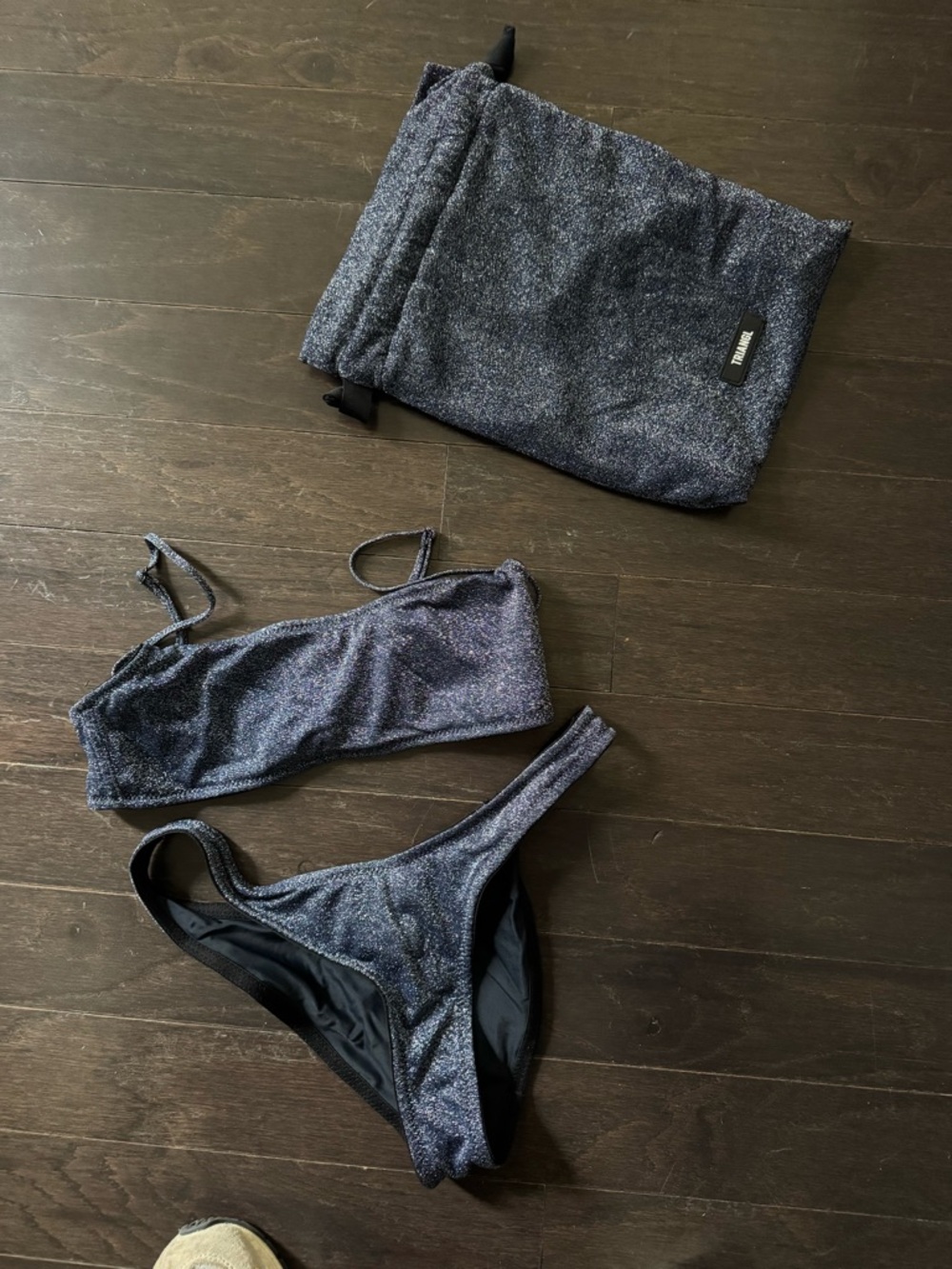 Triangl Sparkle Navy Bikini Set with Matching Drawstring Pouch